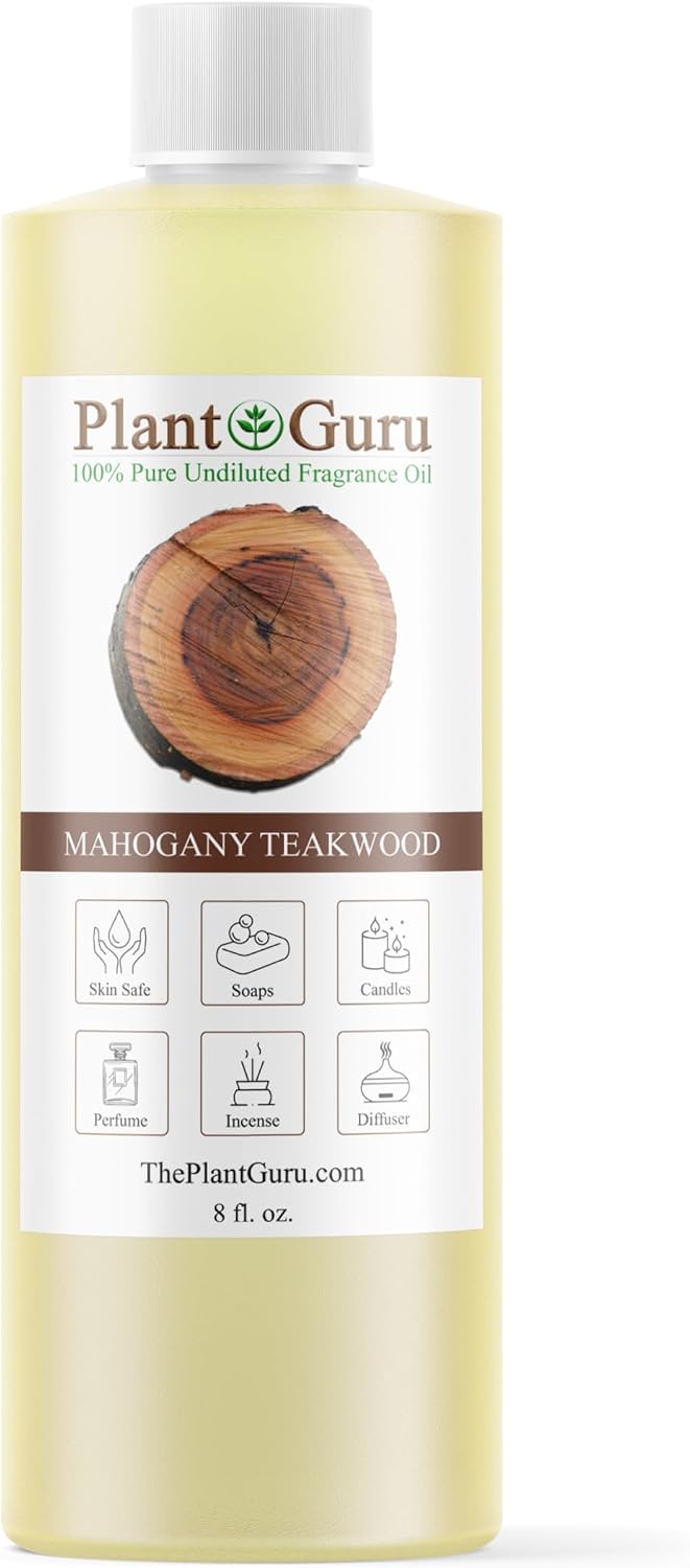 Mahogany Teakwood Fragrance Oil 8 fl. oz. Scented Oil for DIY Soap Making, Candles, Bath Bombs, Body Butters. Used In Aromatherapy Diffusers, Burners and Warmers. Great Addition To Lotions and Creams.
