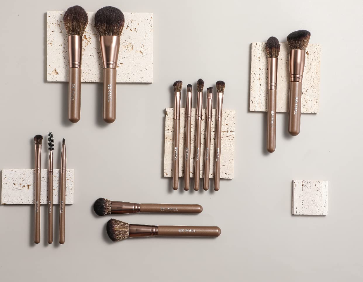 BS-MALLMakeup Brushes Premium Synthetic Foundation Powder Concealers Eye Shadows Makeup 14 Pcs Brush Set, Coffee Brown Color