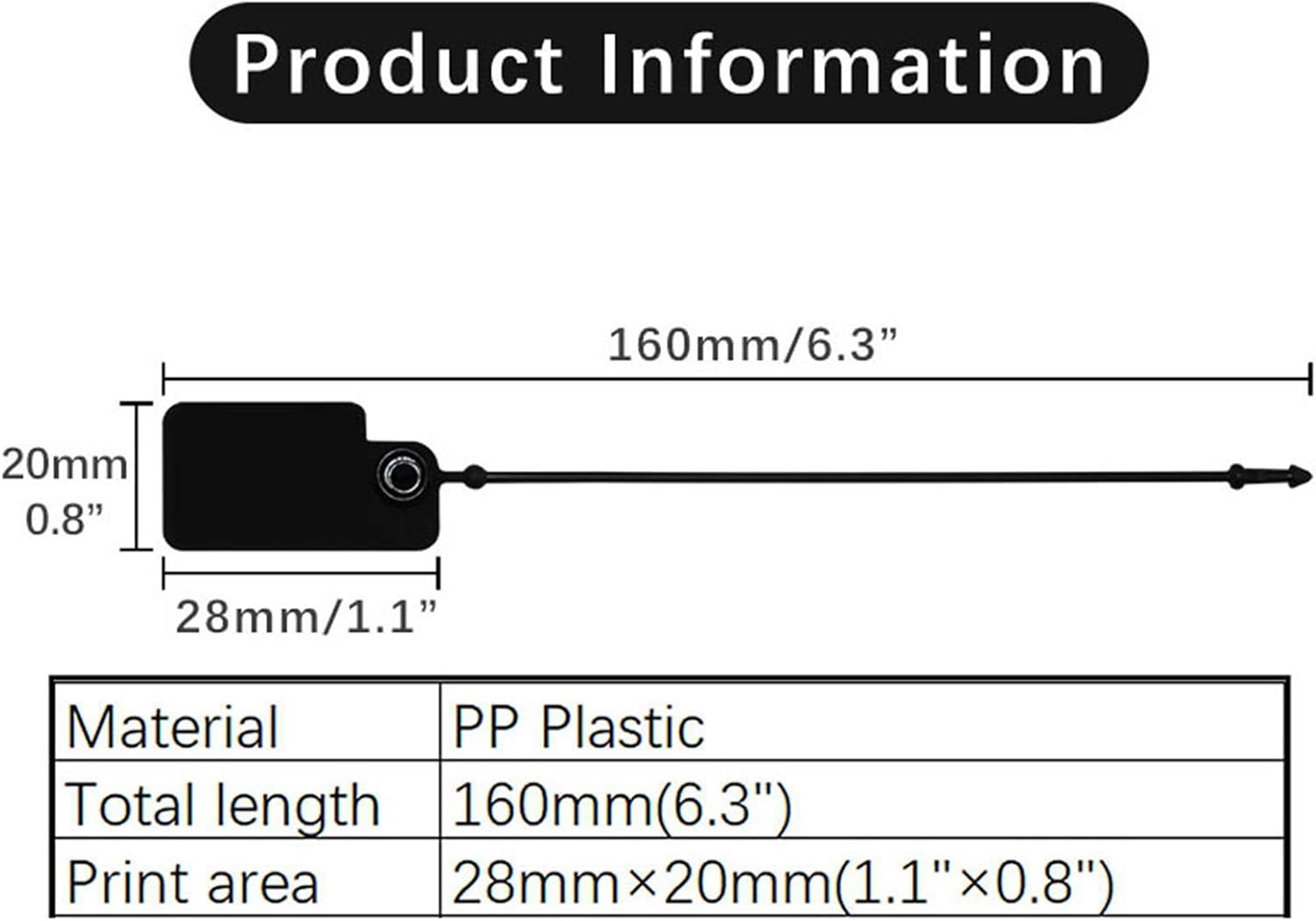 Tagi zabezpieczające odporne na manipulacje 100 szt. Plastikowych przywieszek Etykiety uszczelniające 160 mm Wielokolorowe White