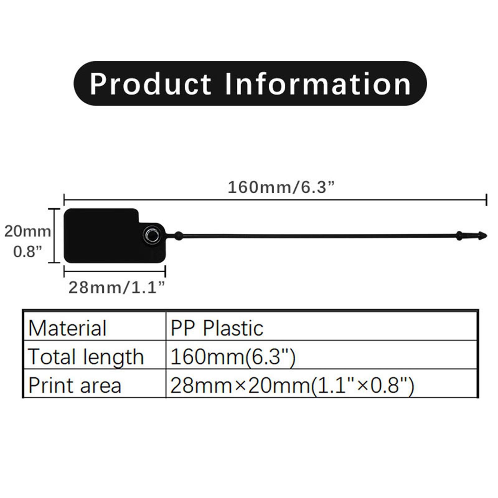 Etichette in plastica, 100 etichette da appendere, sigillate, 160 mm, multicolore (bianco)