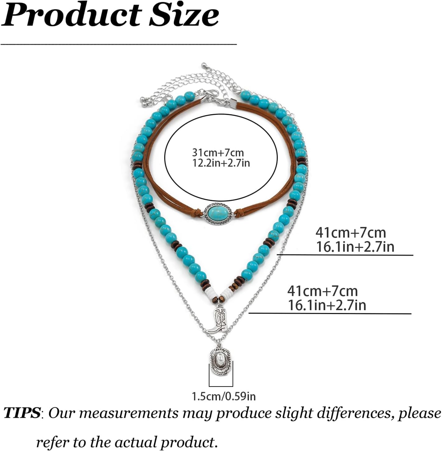 HUASAI Western Necklaces Jewelry for Women Turquoise Necklace Cowgirl Jewelry for Rodeo & Country Concert Outfits Teal Western Accessories with Bull Head Pendant Boho Dresses - Image 6