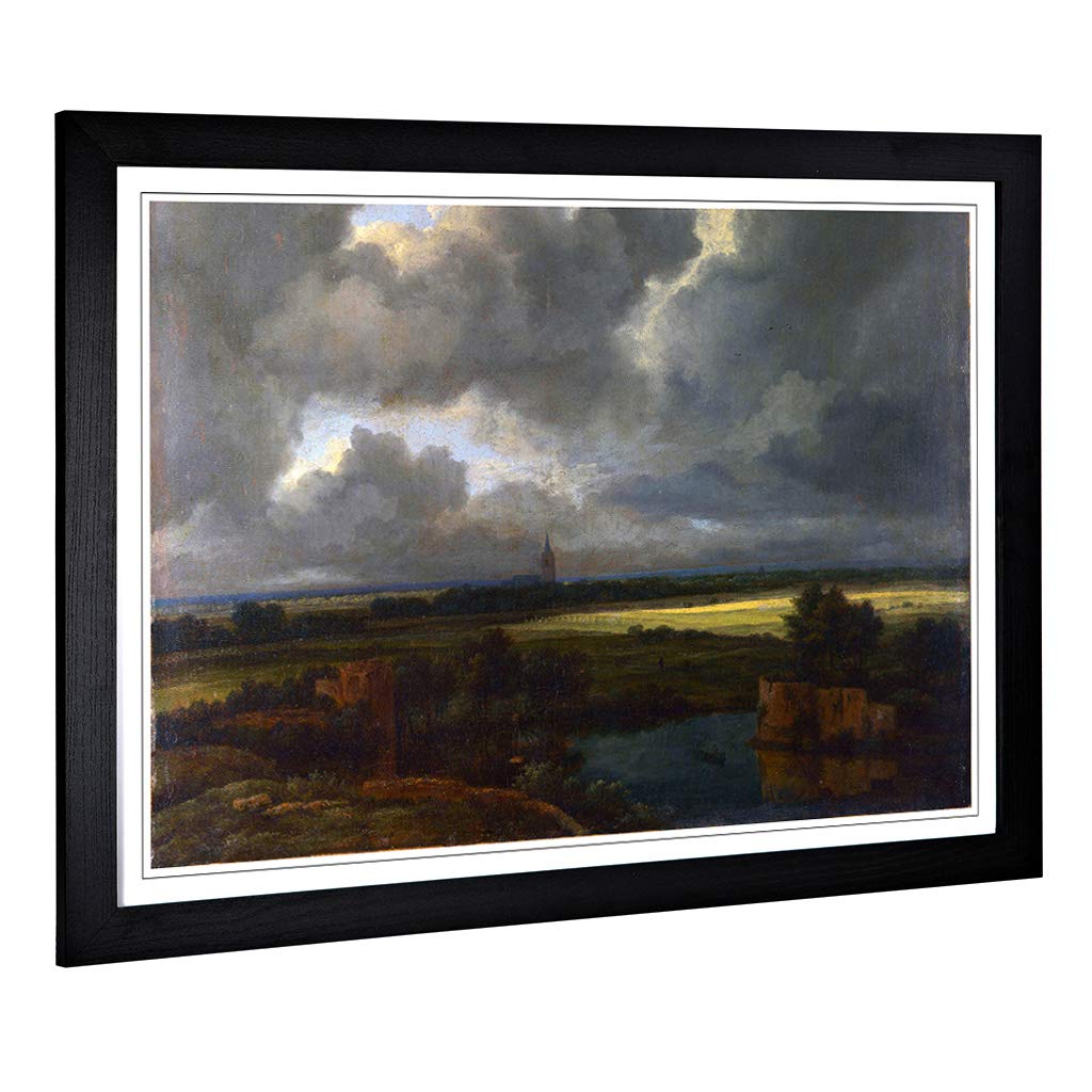 Big Box Art Framed Print of Jacob Ruisdael Landscape with Ruins Design | Wall Art Picture | Home Decor for Kitchen, Living Room, Bedroom, Hallway, Black, A2 / 24.5x18 Inch / 62x45cm