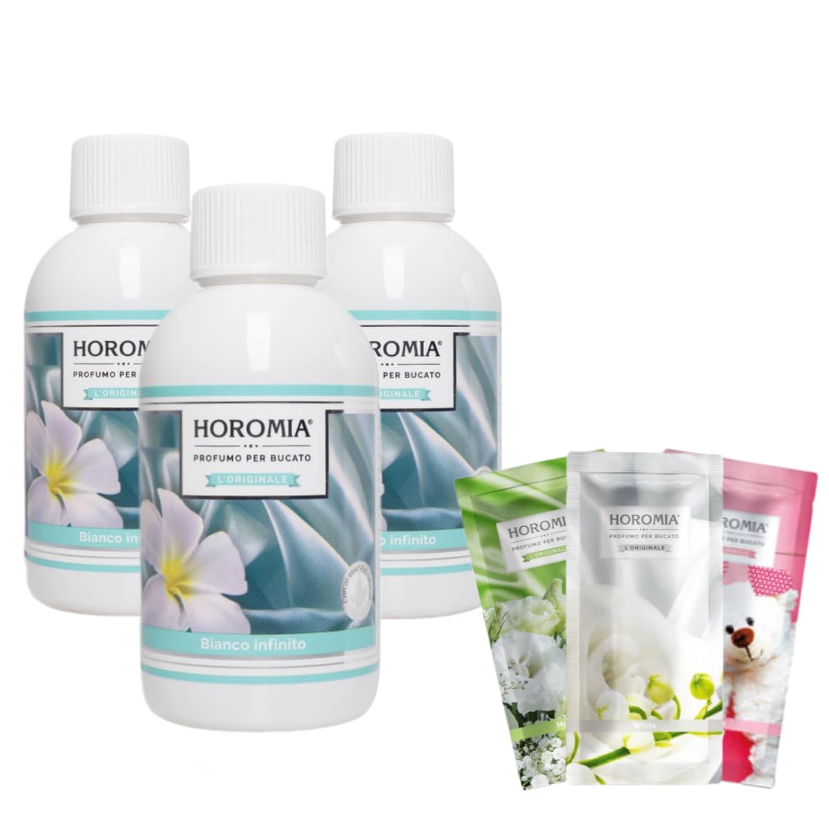 Profumo Bucato 3x500 ml. + 3 Bustine 20 ml. Omaggio (BIANCO INFINITO)