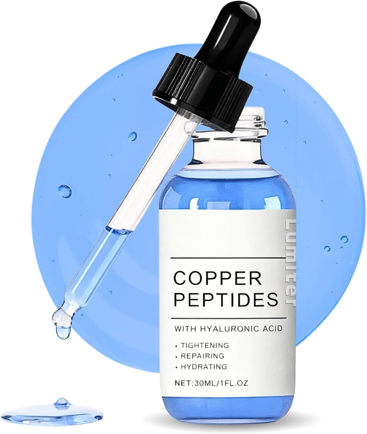 GHK-CU Copper Peptides Serum for Face Anti Aging Collagen Booster, GHK CU Peptides Hyaluronic Acid Serum, Anti Wrinkle Serum for Fine Lines & Skin Elasticity, Deep Hydration, 30ML
