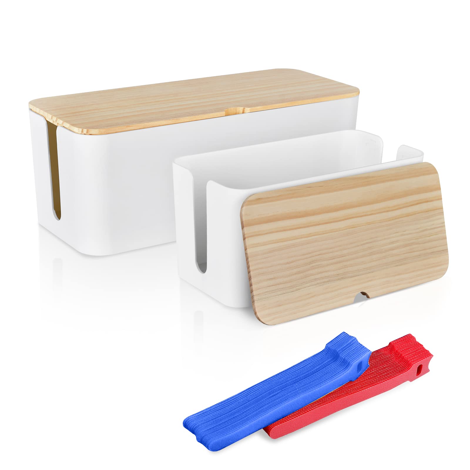 2 Boîtes De Rangement Câbles En Bois - Organiseur Bureau Et TV