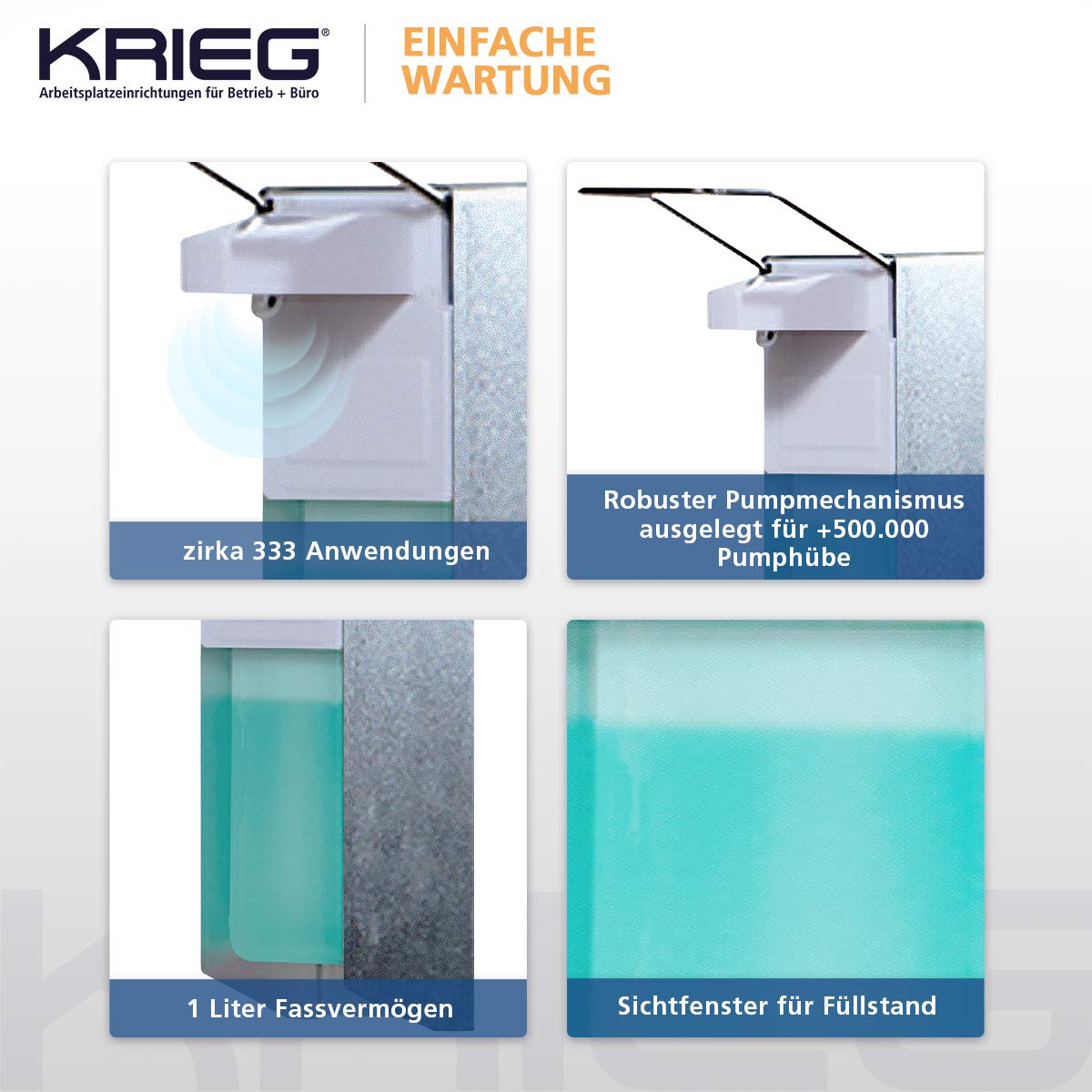KRIEG Desinfektionsmittelständer mit Auffangteller stehend I Silber I Hygienestation freistehend & mobil I Hygienesäule mit Desinfektionsmittel I 1000 ml - 333 Sprühstöße I Ready to go
