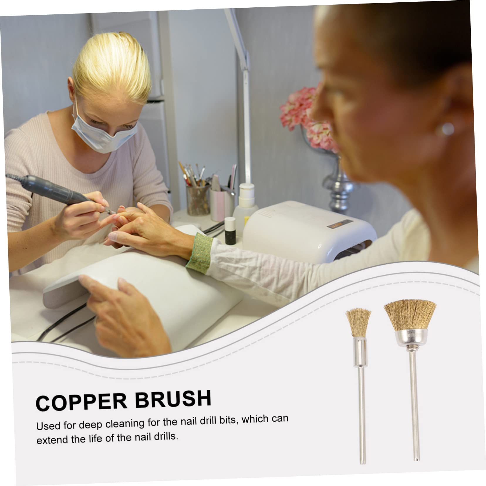 Healeved 20pezzi Spazzola Rame Per Pulizia Punta Trapano Per Unghie Strumenti Di Pulizia Per Nail Art Professionale Per Manicure e Pedicure