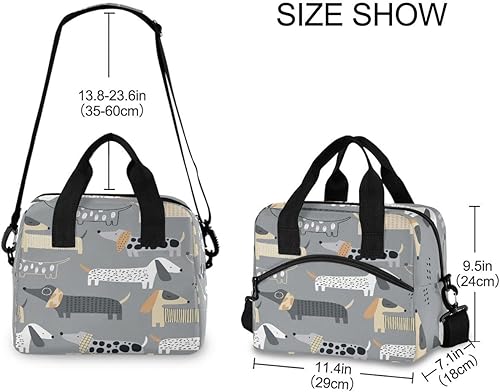 Miniatura 2 de Glaphy Lindo perro salchicha patrón bolsa de almuerzo aislada caja de almuerzo contenedor de comida preparación bolso más fresco