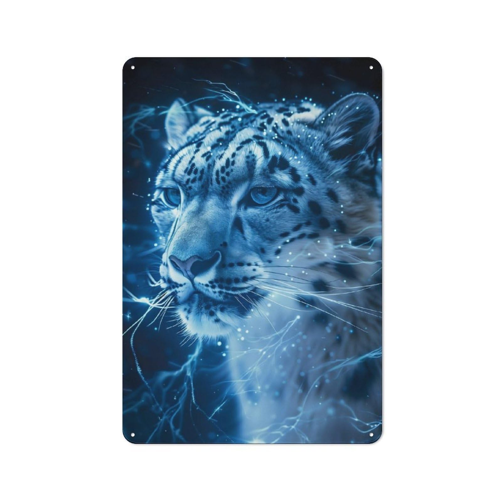Junmoney Luminescent Snow Leopard Rustic Tin Wall Plaque 30X20cm For Home Bar Wall, For Vintage Wall Decor Fans, For Living Room And Hallway Decor