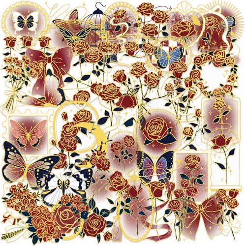 Image of Flora Scrapbook Stickers Aesthetic Flowers Stickers Gold