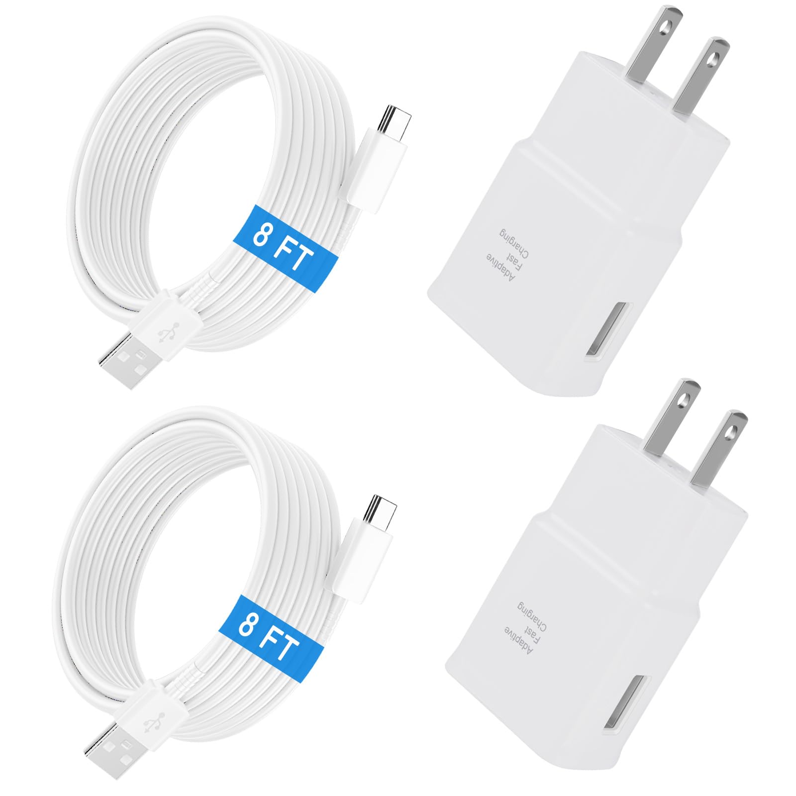 Phone Charger Android Type C Charger Cable Fast Charging with 8FT Charger Cord for Samsung Galaxy S10/S10e/S10+/S9/S9+/S8/S8+/S23/S22/S21 Ultra/S20/Note 20/Note 10/Note 9/8/Z Flip 3/A03s/A02s, 2Pack