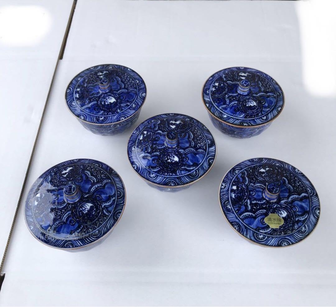 京焼 錦春造 染付祥瑞 湯呑5客揃 京焼 清水焼 昭