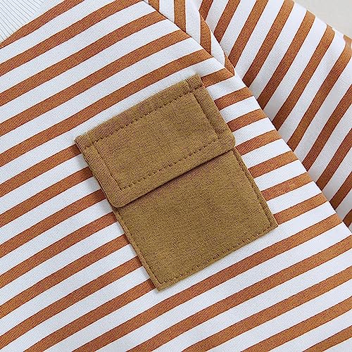 DDDHL Moletom infantil de algodão macio quente gola redonda listras de manga comprida pulôver moleto