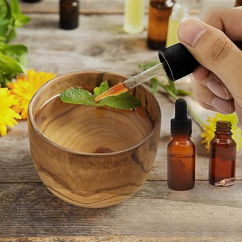 Miniatura 7 de Paquete de 30 botellas de vidrio ámbar de 0.7 fl oz con cuentagotas y tapa negra, botellas de aceite esencial rellenables, envases cosméticos