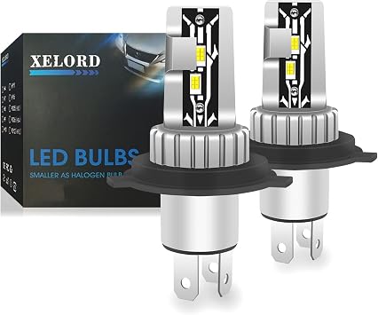 مصباح أمامي LED عالي/منخفض من XELORD H4، بدء التشغيل الفوري، 6000 كلفن، أبيض، مصباح LED للسيارة، شريحة LED CSP، متوافق مع فحص السيارة، حجم صغير، مصباح LED، سهل التركيب، بدون مروحة، هادئ، تيار مستمر 9-18 فولت، عبوة من قطعتين