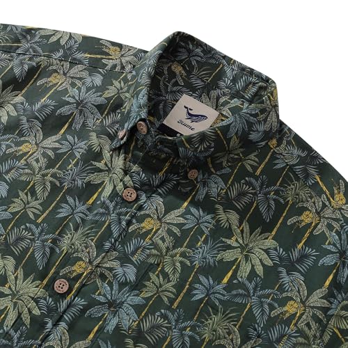 1950s Tropical Hawaiian Shirt for Men Rainforest Print Cotton Button Down Short Sleeve Shirt Tropical Rainforest2