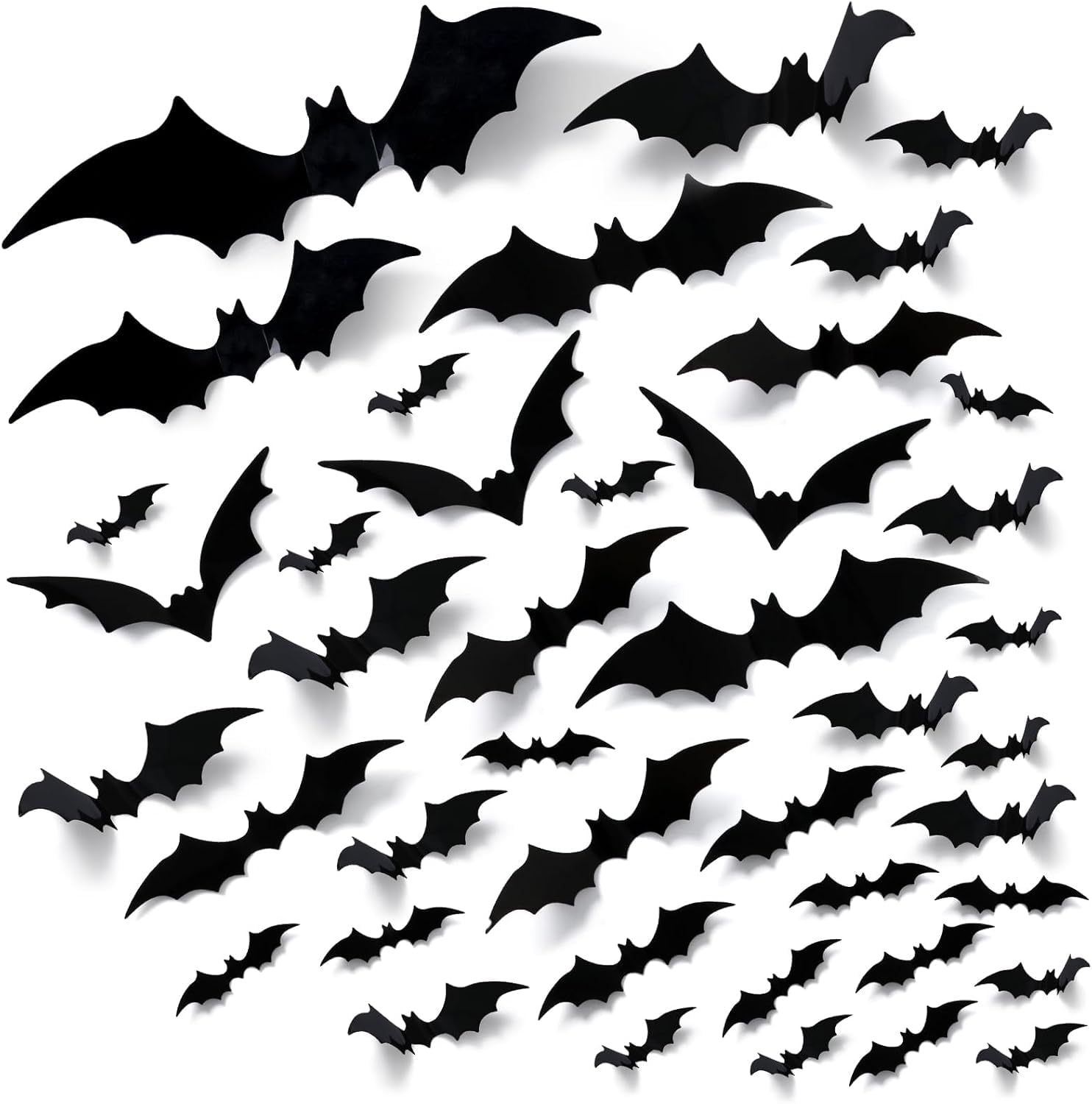 140 Pcs Halloween Decorations - Black PVC Bats 3D Wall Sticker 5 Sizes Reusable Scary Bats for Home Window, Party, Room Decor