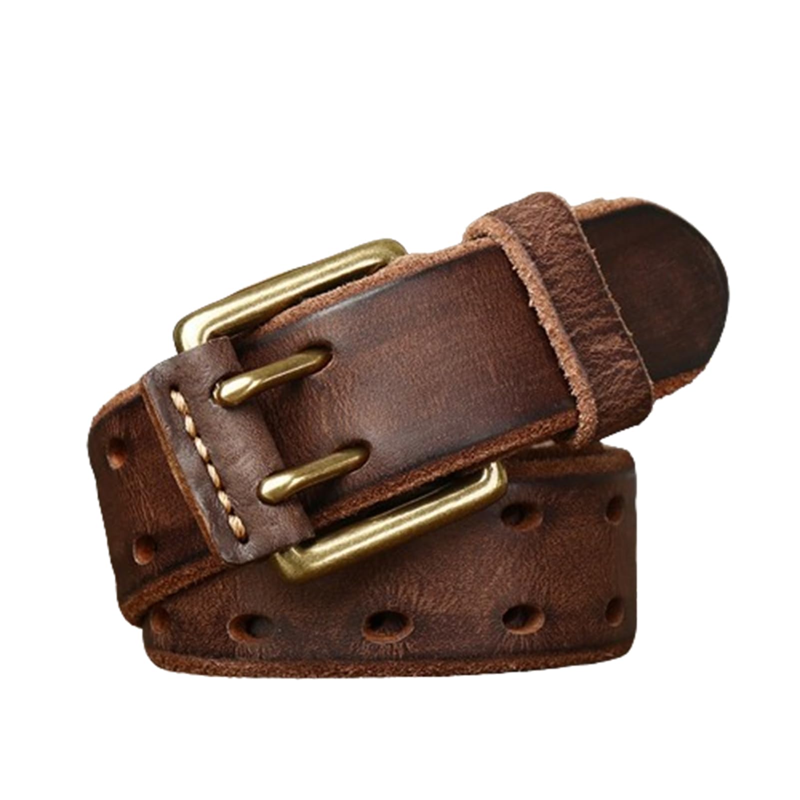 Amazon.com: AGUTALITHIC Double Prong Leather Belt,Two Prong Buckle