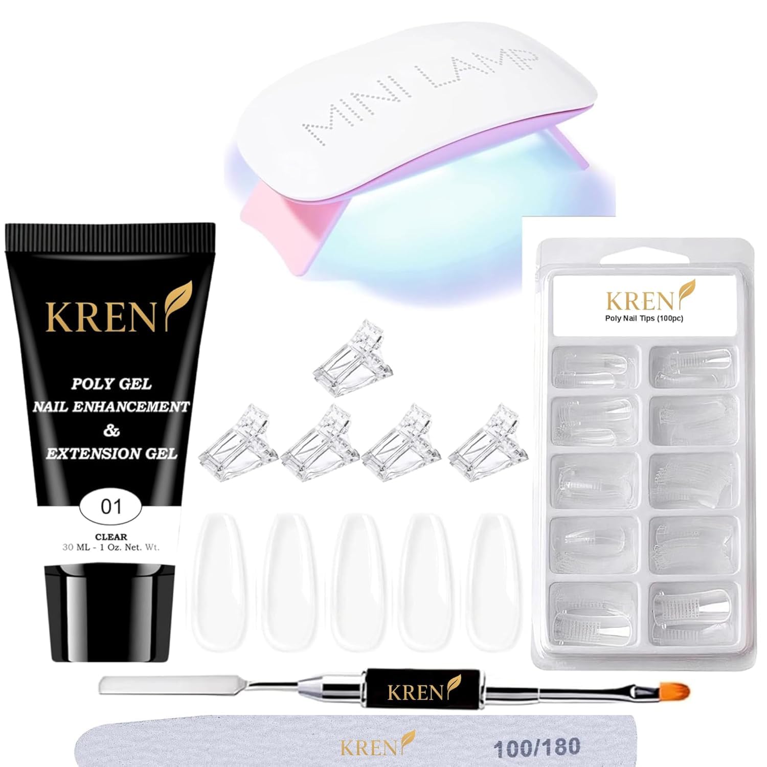 Professional Poly Gel Nail Extension Kit with UV/LED Mini Lamp, Slip Solution, Nail Tips & Tool Set – Clear 30ml, Complete Nail Enhancement Kit for Salon & Home Use-image-25