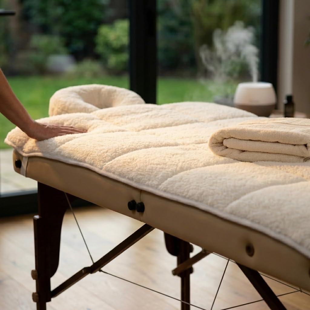 Fleece Massage Tables Cover Set 31"x72", Cozy Quilted Massage Bed Topper, Includes Pad & Face Cradle Cover, Natural, Hypoallergenic, Skin-friendly – Ideal for Spa, Physical Therapy, Home Massage