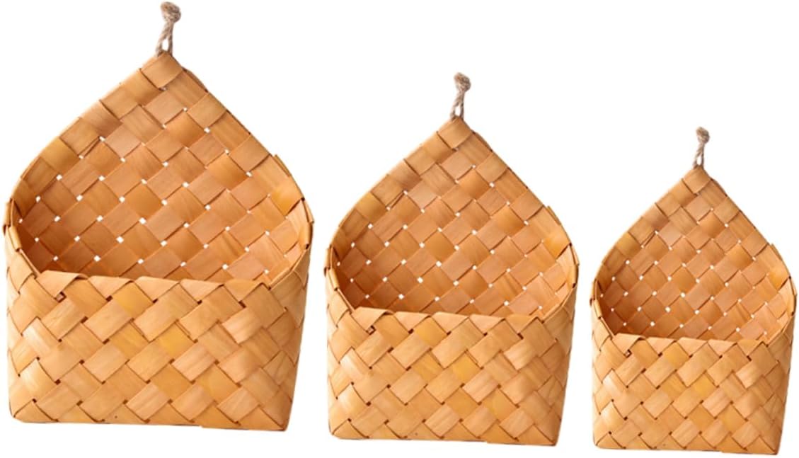 6pcs Hanging Wall Storage Basket Woven Vegetable Fruit Baskets for Organizing Kitchen Supplies Letters and Balcony Decor Rustic