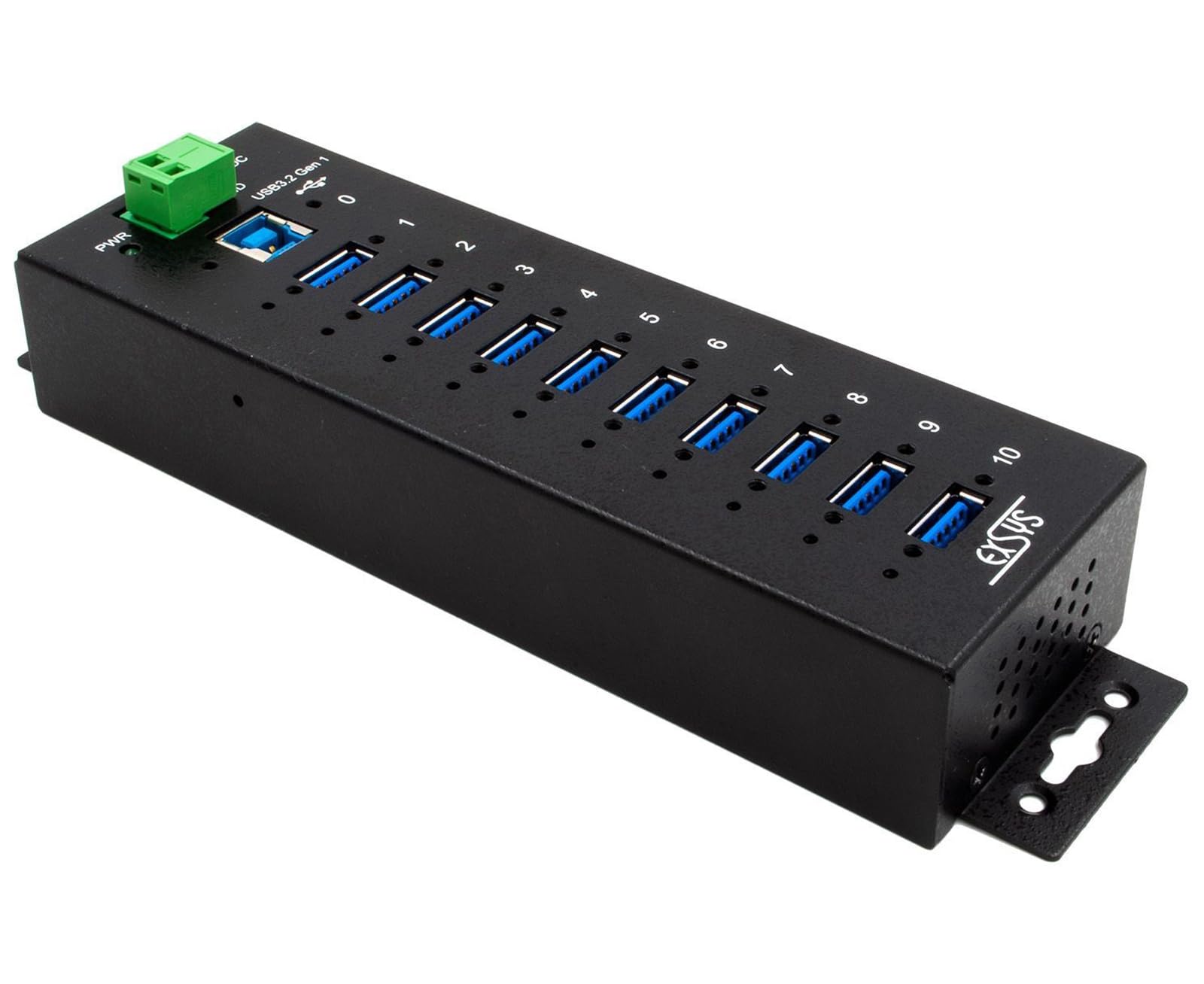 EXSYS EX-1580SHMVS Zarządzany, 10-portowy interfejs USB 3.2 Gen 1 metalowy HUB, ochrona 15 kV ESD