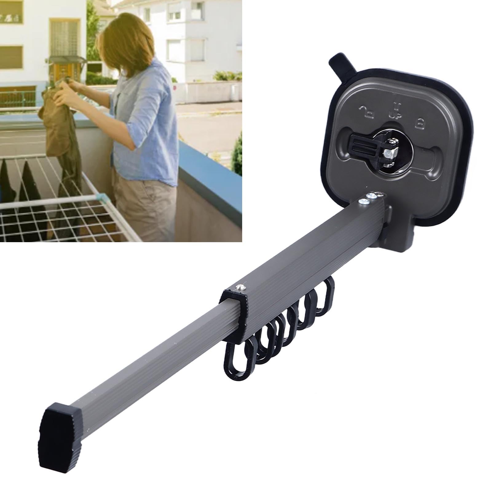 Yuecoom Wall Mount Folding Clothes Drying Rack, Laundry Drying Rack Aluminum Alloy Reusable Retractable Clothes Drying Rack for Smooth Surfaces