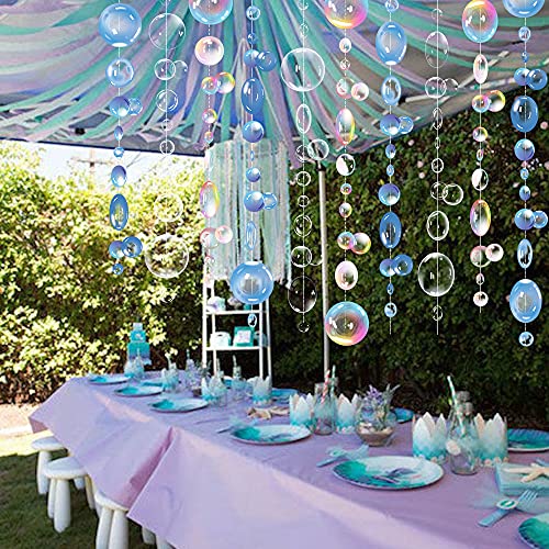 Transparent Bubble Garlands Mermaid Party Decoration Colored Blue Flat Cutouts Hanging Streamer for Birthday Baptism Wedding Ocean Wall Decal Baby Shower Under Sea Festal Kid Room Photo Props - Image 6