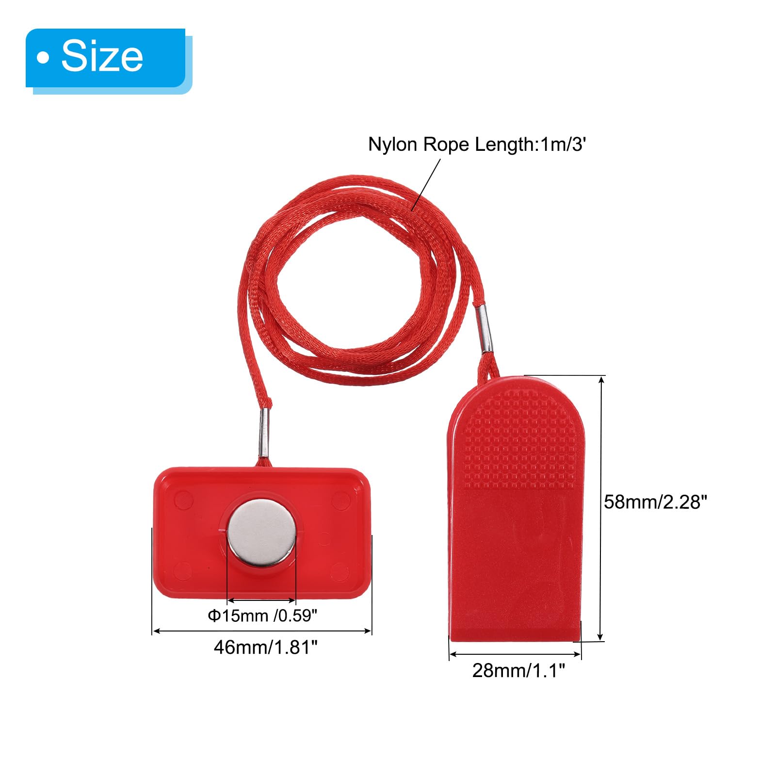 PATIKIL Universal Treadmill Magnet Safety Key 1.81inch, Treadmill Key Replacement with Magnetic Safety Switch Lock for Running Machine Image Gym, Red - Image 2