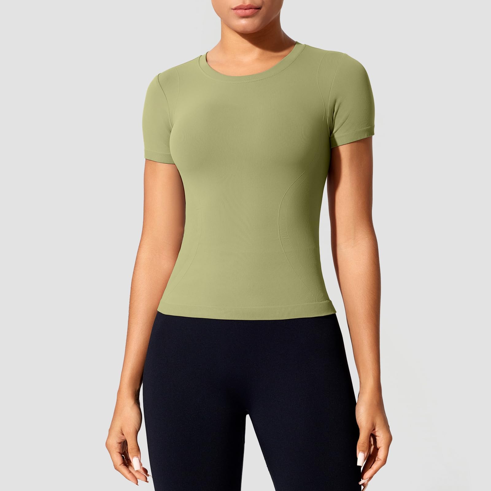 Camiseta Deportiva para Mujer de Manga Corta Transpirable Secado Rápido con Cuello Redondo para Yoga Fitness Running Gimnasio y Entrenamiento Diario Top Deportivo Elástico y Cómodo
