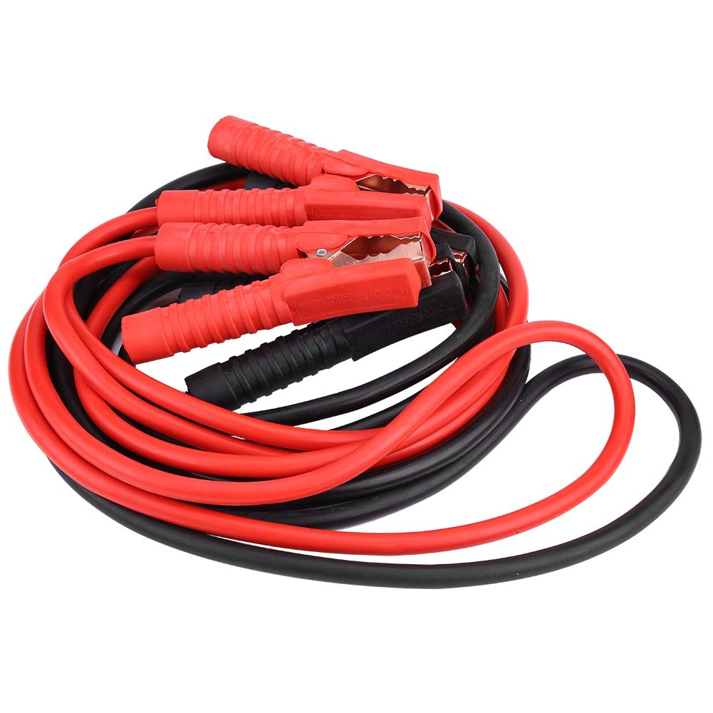 SIXRUN Cavo Batteria per Auto 12 V, Cavo di Avviamento Batteria di Emergenza in Rame Puro 4 M 2000 A, Terminali Isolati con Codice Colore, Cavi Flessibili Rosso Nero per Avviamento di Veicoli su