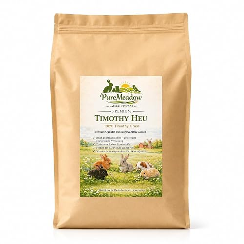 PureMeadow Premium Timothy Heno para conejos, cobayas, chinchillas, hámsters y otros animales pequeños, 3 kg