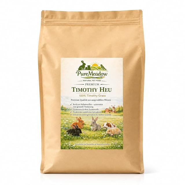 PureMeadow Premium Timothy Heno para conejos, cobayas, chinchillas, hámsters y otros animales pequeños, 3 kg