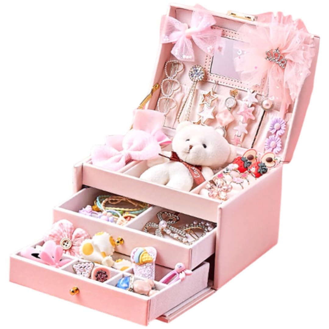 Amazon｜【アンジュココ】ジュエリーボックス 子供用 アクセサリー50個