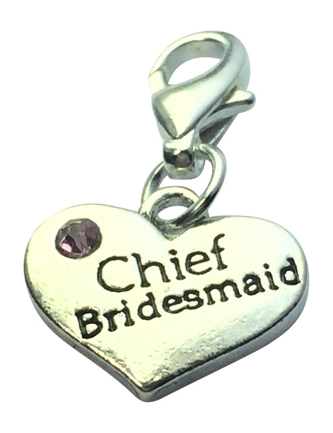 Libby's Market Place Multi Chief Bridesmaid With Pink Rhinestone Clip On Charm Comes With Organza Gift Bag
