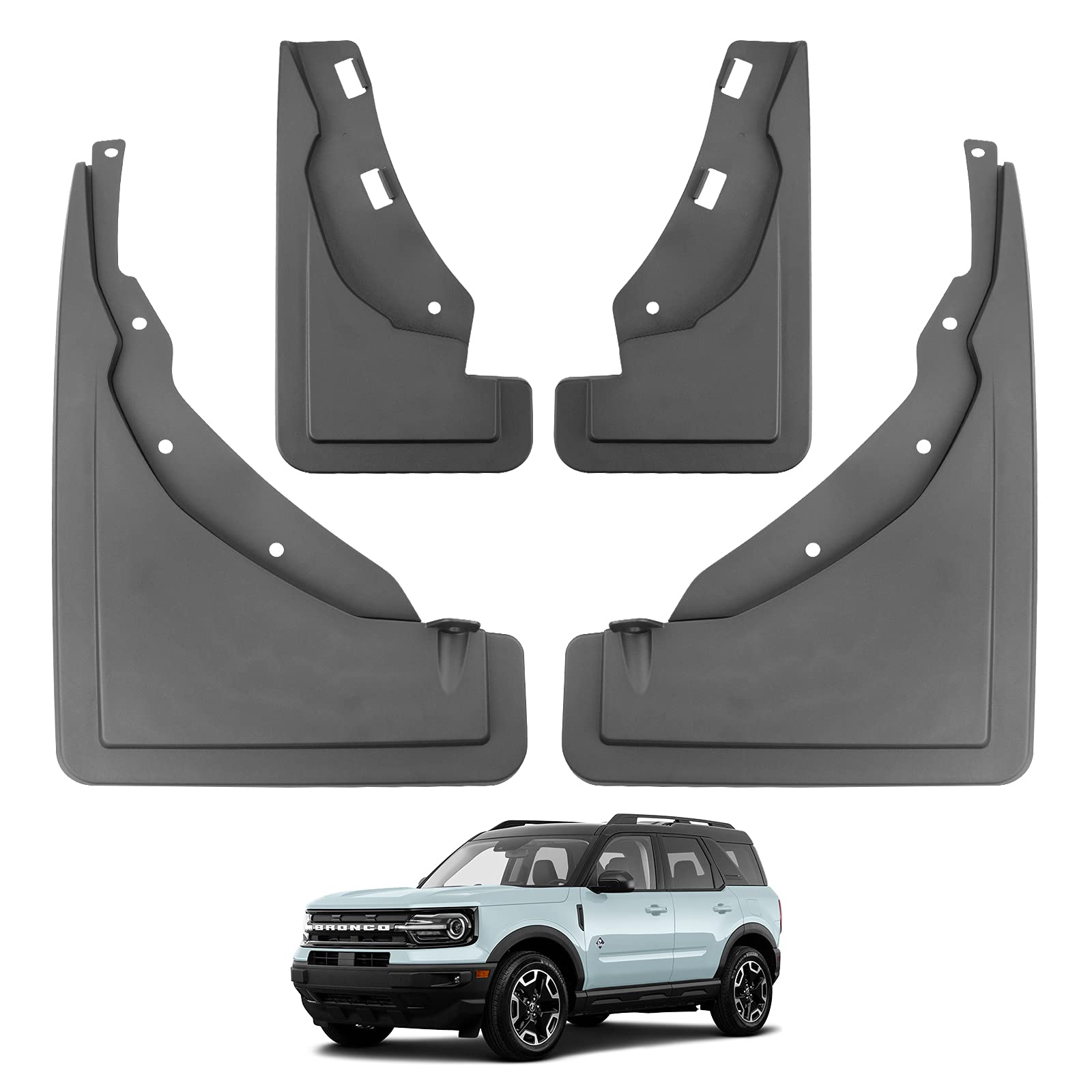Amazon.com: Mud Flaps for 2021 2022 Ford Bronco Sport Splash Guard  All-Weather Mud Guards Front Rear Set of 4 (No Need to Drill Holes) :  Automotive