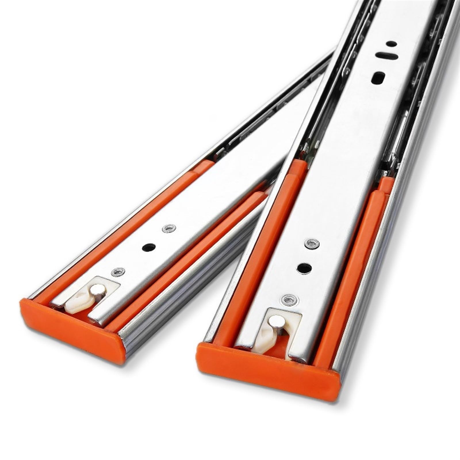Oumifand 18 Inch 45Cm 1Pair Stainless Steel Drawer Slides 12-22" Inch,Silent Buffer Damping Slide Kitchen Cabinet Rails 3 Section 30-55(18 Inch 45Cm)