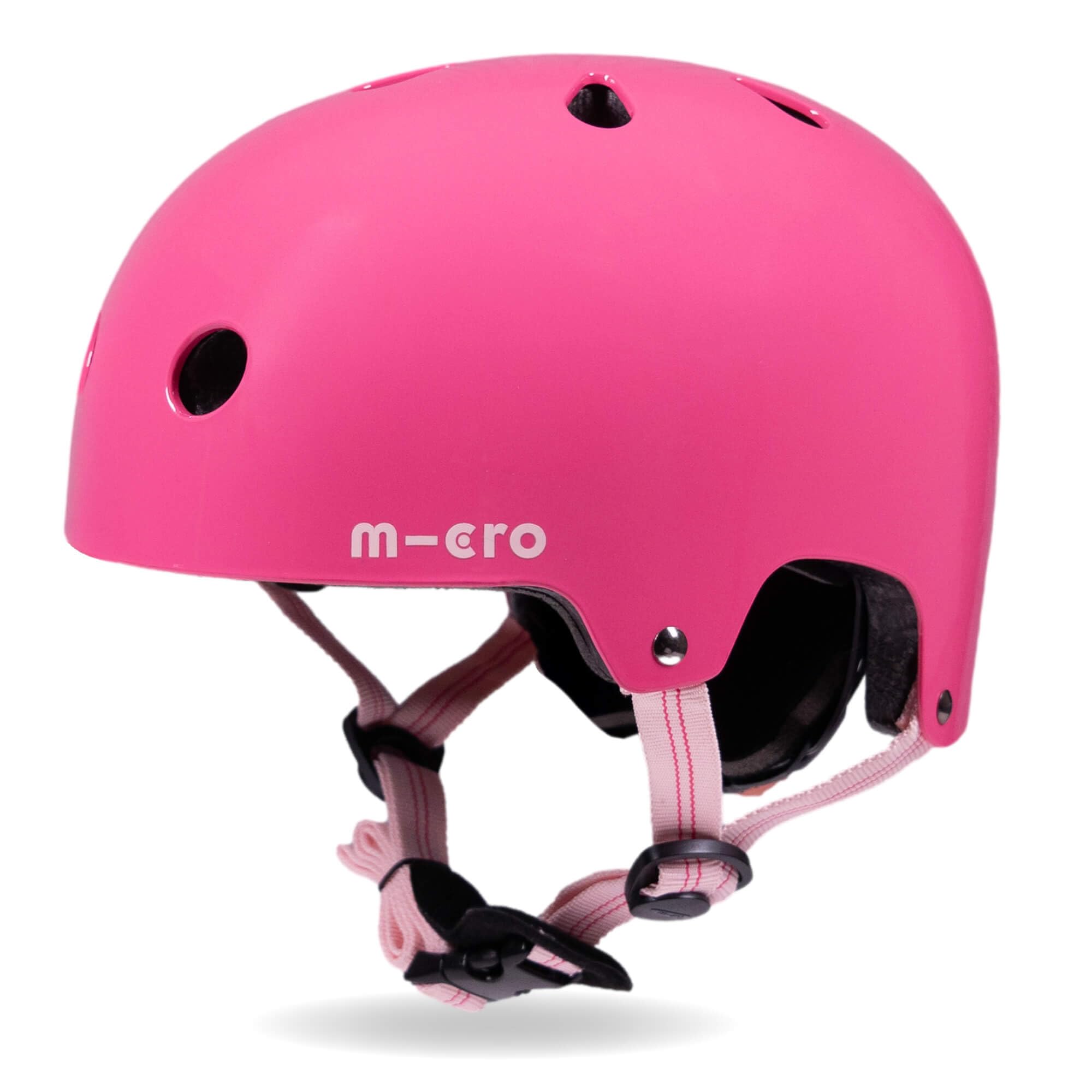 Micro Scooter | Bike/Scooter Deluxe Kids Helmet | Kids Bike Accessories | LED Rear Light | Protective Chin Strap | Inner Padding | Adjustable Strap & Sizing Wheel | Medium (55-58cm) | Glossy Pink