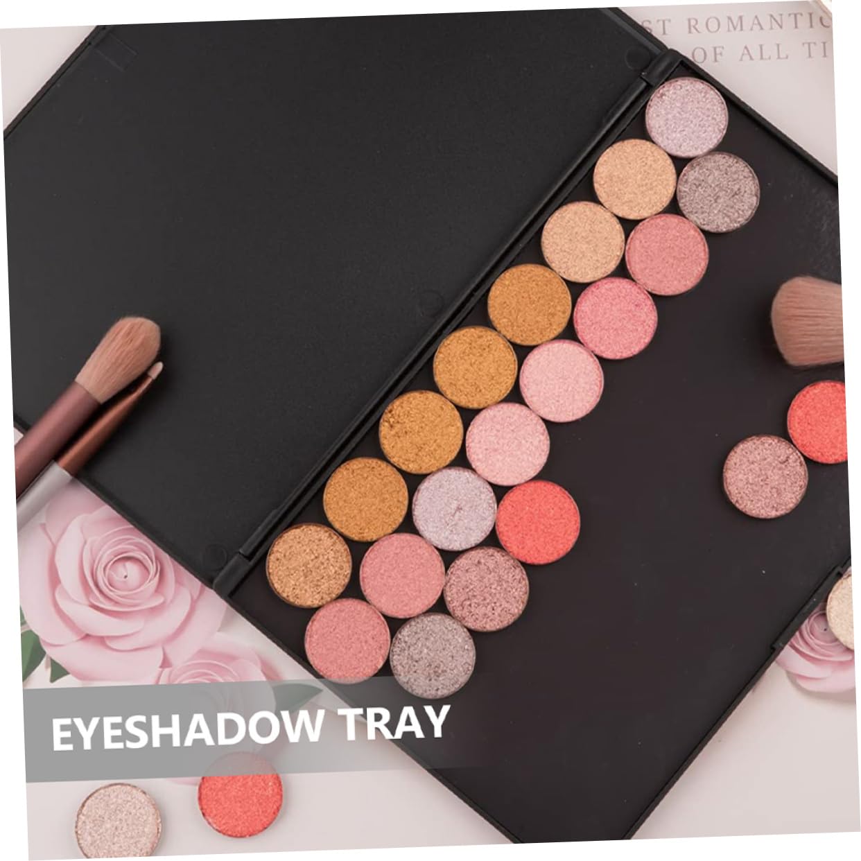 Paleta de Sombras de Ojos Vacía Grande 2 Piezas Abs Negra Portátil | Bandeja Magnética para Maquillaje Diy, Ligera y Resistente al Desgaste, Organiza Distintos Cosméticos