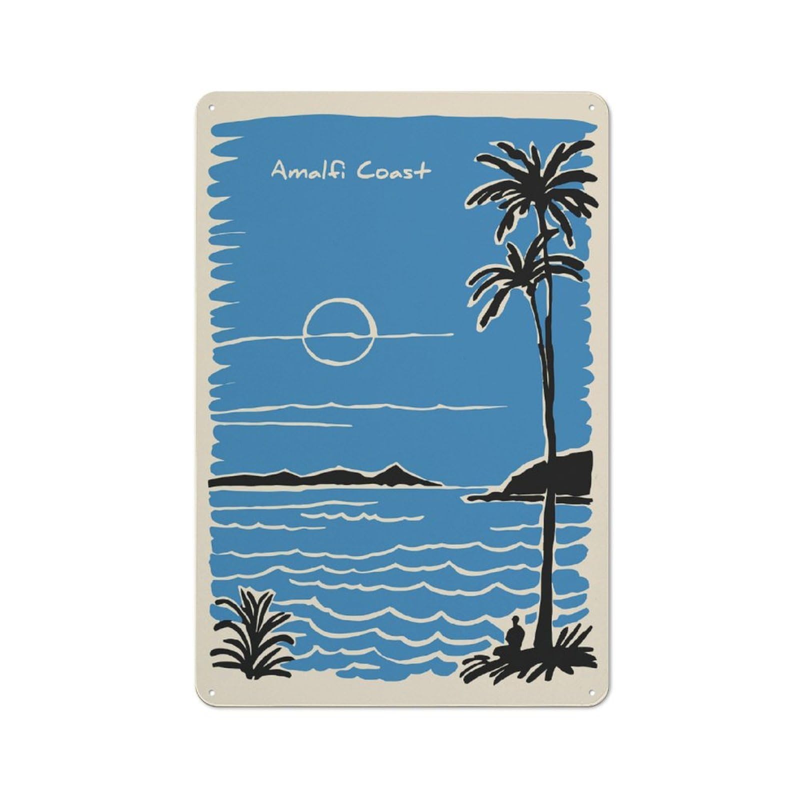 Junmoney Style-3 Amalfi Coast Travel Vintage Metal Sign 30X20cm, Vintage Bistro Wall Plaque For Coffee Bar, Small Shop Or Dining Room