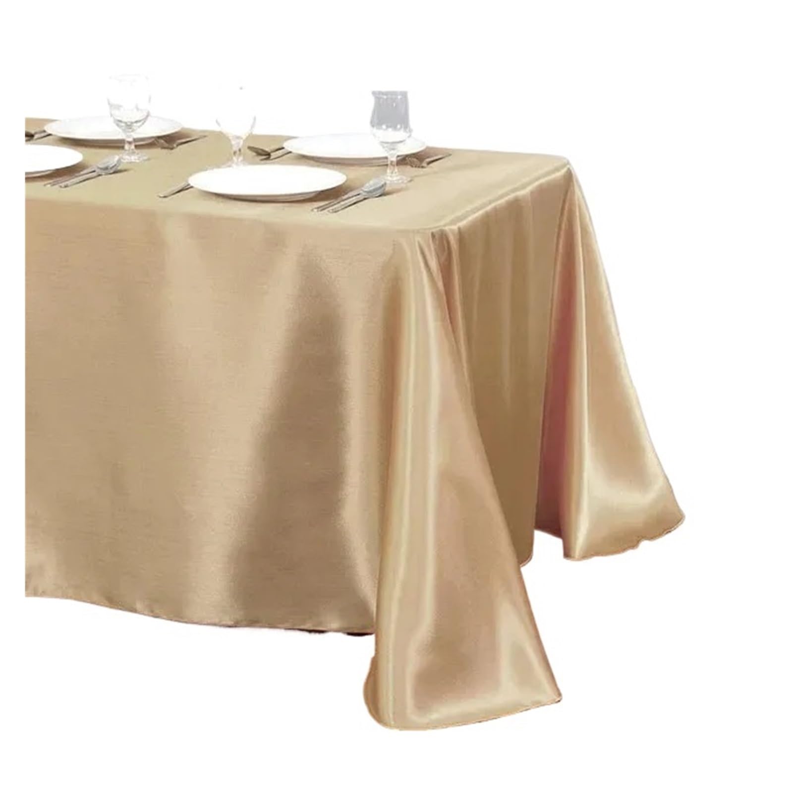 LOPJGGYF Solid Color Satin Table Cloth Tablecloth Cover Overlay For Birthday Wedding Banquet Restaurant Festival Party Supply for Wedding Banquet Party Events(Champagne,145x200cm)