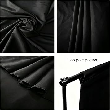Aimosen 10x8 FT Black Backdrop Background for Photography, Chromakey High Density Polyester Fabric Black Photo Backdrop Curtain Screen Collapsible Seamless for Shoot Portraits Party Video Studio