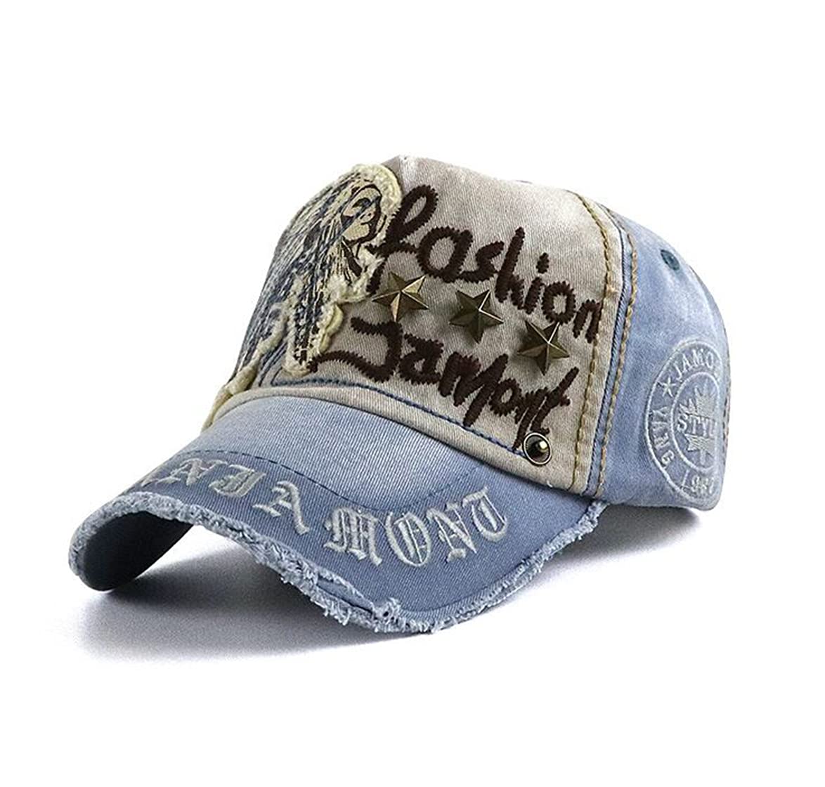 CHENNUO Vintage Distressed Baseball Cap Mens Snapback Trucker Hat Casual Fashion Cap (Light Blue)