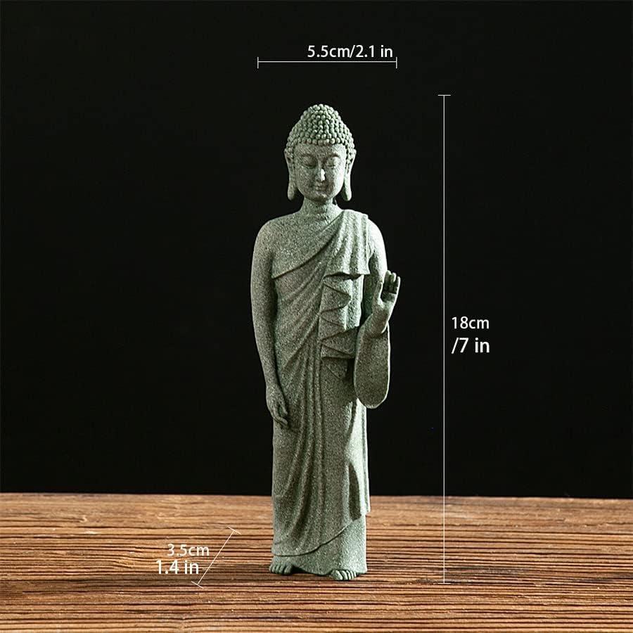 Miniatura 8 de Estatua de Buda Mini Buda, piedra arenisca natural, hecha a mano para jardín zen, peces, acuario, yoga, bonsái, micropaisaje, espiritual, Fengshui,