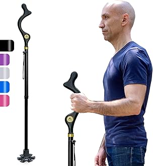 Honmido Walking Cane Foldable for Men & Women Seniors for Balance,Self Standing Folding Cane,Height Adjustable Anti-Slip Lightweight Alloy Walking Stick Collapsable for Travel Mobility Aid