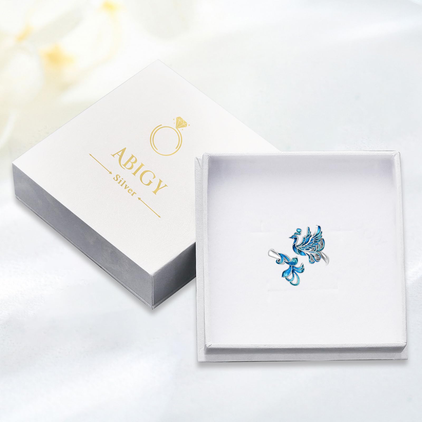 Phönix Ring 925 Sterling Silber Phönix Schmuck Phönix Verstellbarer Ringe Feder Ring Tier Ringe für Damen