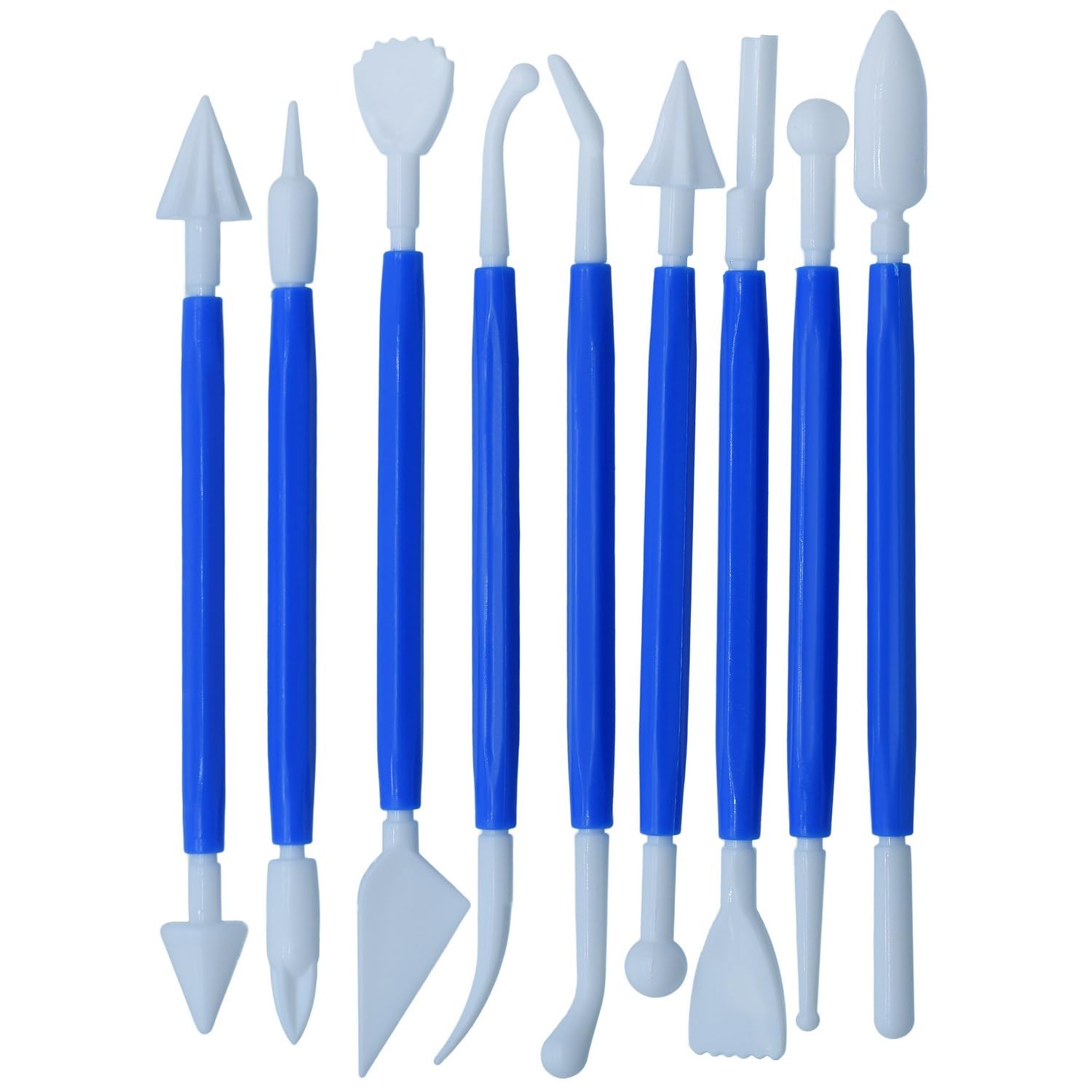 Aadya Crafts Clay Modelling Tools Set, Plastic, Double-Ended, 9 Pcs, for Sculpture, Fondant Cake Decorating, A6413 1