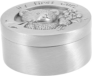 Kisangel Round Baby Keepsake Box First Tooth And Curl Keepsake Silver Tooth Box Teeth Organizer Metal Curl Boxes for Collecting and Storage Tooth Holder
