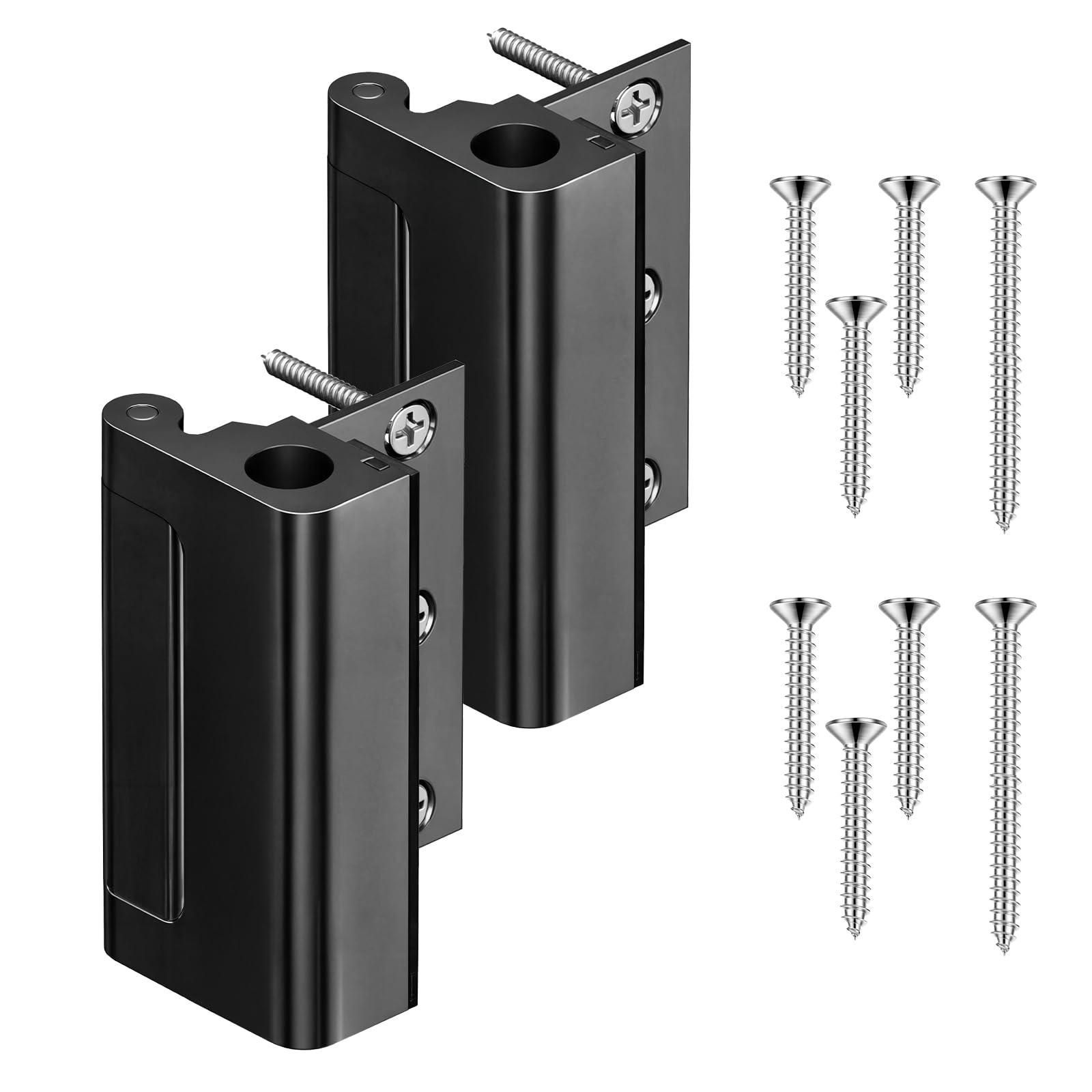 Tonitrui Lot de 2 verrous de porte de sécurité pour la maison, haute résistance, supporte 544,3 kg pour éviter les entrées non autorisées (noir de 2)