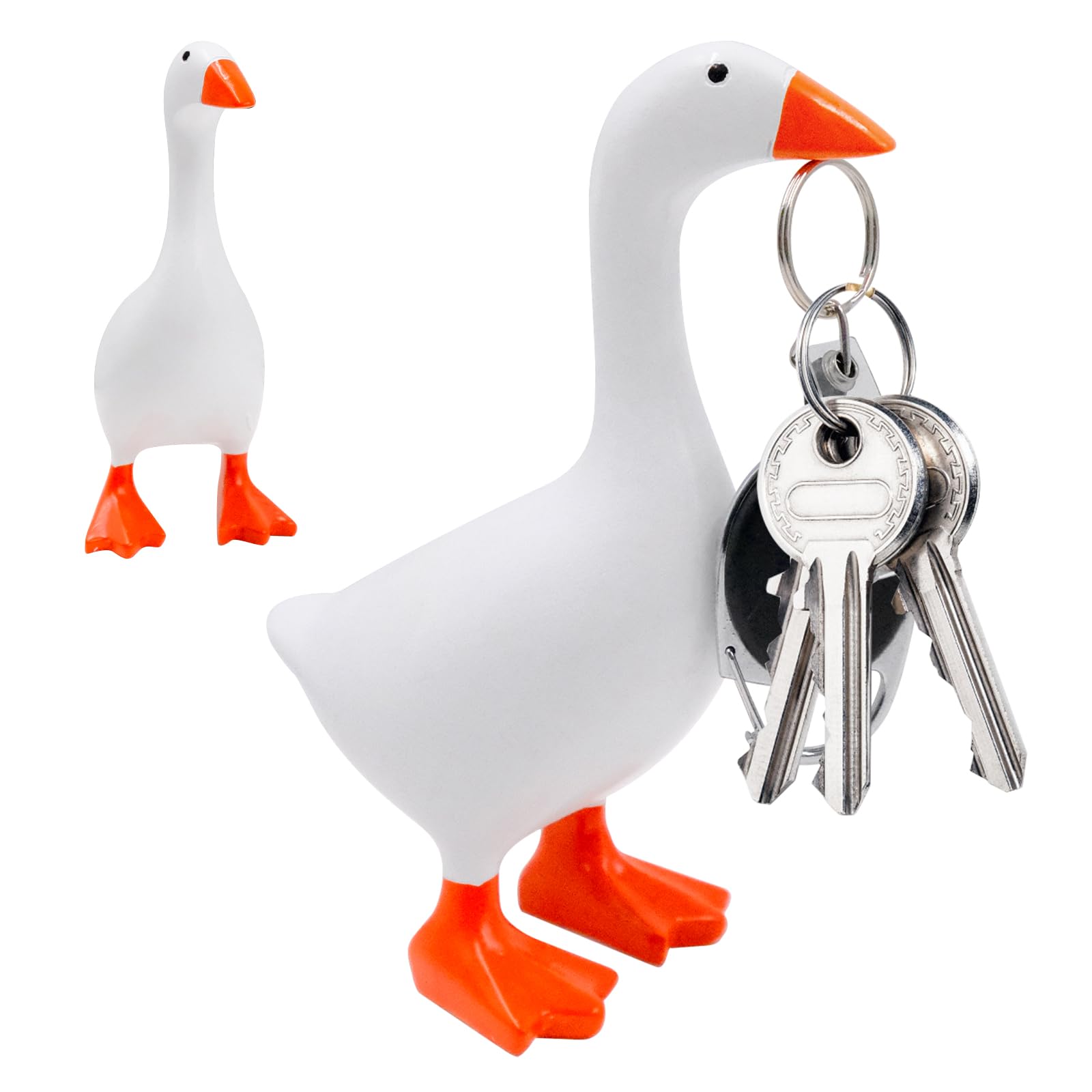 Magnetische gans eend sleutelhouder, magnetische hars gans eend vorm sleutel opslag rek, 3D afgedrukt dier beeldjes mini tool houder voor keuken kantoor decor